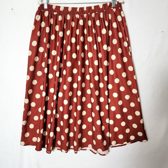 Jade By Jane Womens Pleated Skirt Sz 2X Knee Length Rust & Cream Vintage USA - Picture 2 of 8